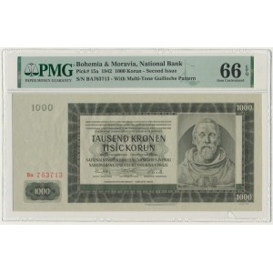 Bohême et Moravie, 1 000 couronnes 1942 - 2ème émission - PMG 66 EPQ