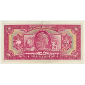Slovakia, 500 Korun (1939) on 500 Czechoslovak Korun 1929 - SPECIMEN