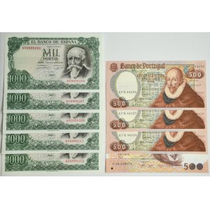 Spain, Portugal, set of 9 banknotes