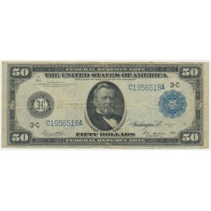 États-Unis, Sceau bleu, Philadelphie, 50 $ 1914 - White &amp; Mellon