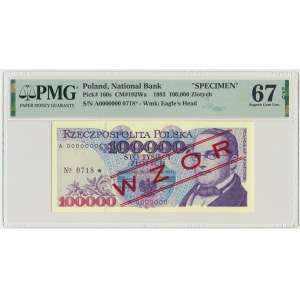 100.000 złotych 1993 - WZÓR - A 0000000 - No.0718 - PMG 67 EPQ