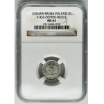 PRÓBA MIEDZIONIKIEL, 2 grosze 2005 - NGC MS64 - BARDZO RZADKIE