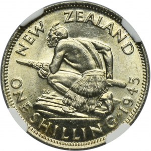 Nouvelle-Zélande, George VI, 1 Shilling Londres 1945 - NGC MS62