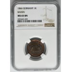 Germany, Baden, Friedrich I, 1 Kreuzer Karlsruhe 1866 - NGC MS65 BN
