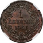 Germany, Baden, Friedrich I, 1 Kreuzer Karlsruhe 1866 - NGC MS65 BN