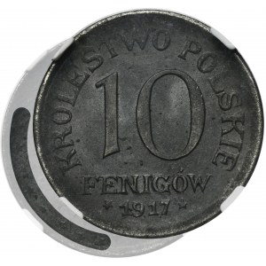 Kingdom of Poland, 10 pfennig 1917 - NGC MS64 - DESTRUCT