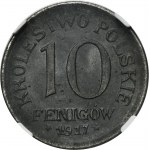 Kingdom of Poland, 10 pfennig 1917 - NGC MS64 - DESTRUCT
