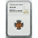 1 grosz 1938 - NGC MS65 RB