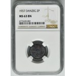 Free City of Danzig, 2 pfennig 1937 - NGC MS63 BN
