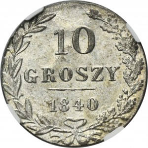 10 groschen Warsaw 1840 MW - NGC MS62