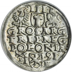 Sigismund III Vasa, 3 Groschen Posen 1591 - wide head