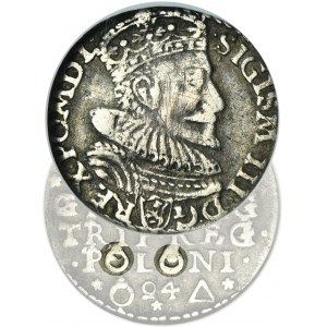 Sigismond III Vasa, Troika Malbork 1594 - RARE, anneaux à la place des lettres O