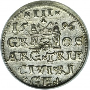 Sigismund III Vasa, 3 Groschen Riga 1596 - LI - UNLISTED
