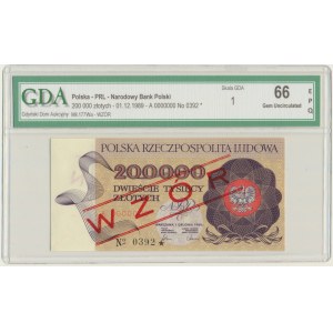 200.000 złotych 1989 - WZÓR - A 0000000 - No.0392 - GDA 66 EPQ