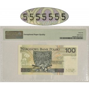 100 złotych 2018 - EF 5555555 - PMG 66 EPQ - SOLID