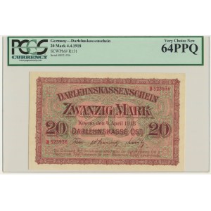 Kowno, 20 Mark 1918 - B - PCGS 64 PPQ