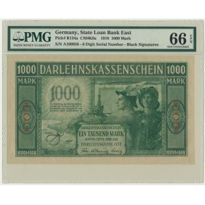Kowno, 1.000 Mark 1918 - A - 6 digit series - PMG 66 EPQ