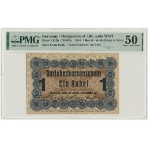 Posen, 1 Ruble 1916 - long clause (P3a) - PMG 50 - RARE