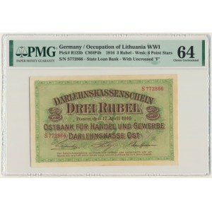 Posen, 3 Ruble 1916 - S - short clause (P4b) - PMG 64