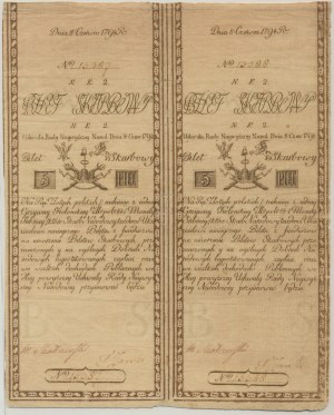 5 złotych 1794 - N.E.2 i N.F.2 - NIEROZCIĘTA PARA Z GŁÓWKAMI Z BŁĘDEM 
