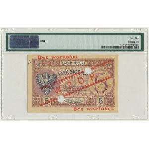 5 złotych 1919 - WZÓR - S.13.A. - PMG 45 - niski nadruk