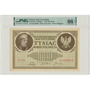 1.000 marek 1919 - Ser. ZX - duże S i szeroka numeracja - PMG 66 EPQ - OKAZOWY