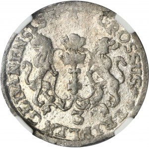 August III of Poland, 3 Groschen Danzig 1758 - NGC MS62