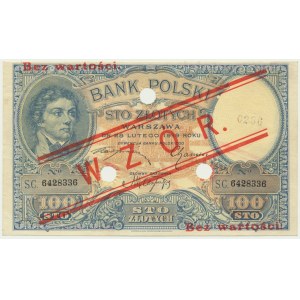 100 złotych 1919 - WZÓR - S.C. - niski nadruk