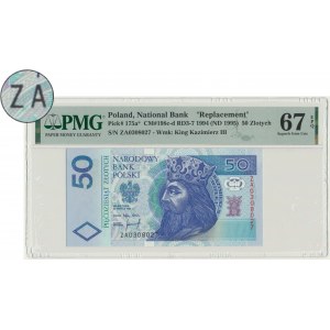 50 złotych 1994 - ZA - PMG 67 EPQ - seria zastępcza TDLR - RZADKA