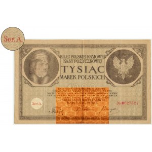 1.000 marek 1919 - Ser.A. - FAŁSZERSTWO Z PRAWIDŁOWYM ZNAKIEM WODNYM