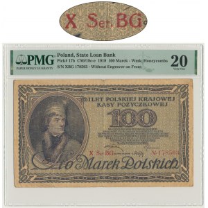 100 marek 1919 - X Ser. BG - PMG 20 - DUŻA RZADKOŚĆ