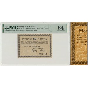 Danzig, 50 Pfennig 1914 - watermark waves - PMG 64