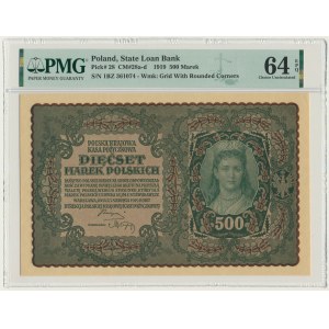 500 marek 1919 - I Serja BZ - PMG 64 EPQ