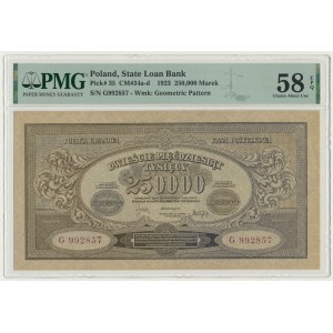 250 000 marks 1923 - G - PMG 58 EPQ - BEAUTÉ