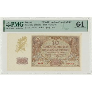 10 złotych 1940 - M. - PMG 64 - rzadsza seria