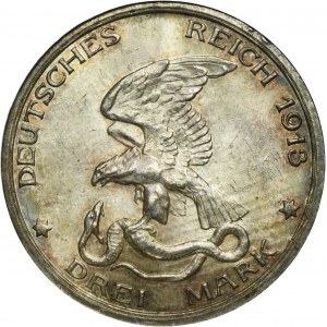 Allemagne, Royaume de Prusse, Guillaume II, 3 Marks Berlin 1913 A