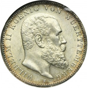Germany, Kingdom of Württemberg, Wilhelm II, 3 Mark Stuttgart 1914 F