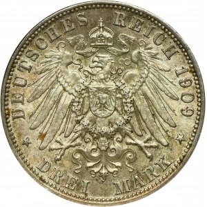 Allemagne, Saxe, Frédéric Auguste III, 3 Marks Muldenhütten 1909 E