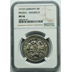 Nemecko, Pruské kráľovstvo, Wilhelm II, 3 marky Berlín 1915 A - NGC MS66