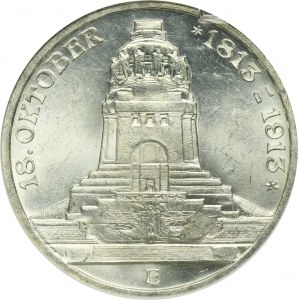 Allemagne, Saxe, Frederick August III, 3 Marks Muldenhütten 1913 E