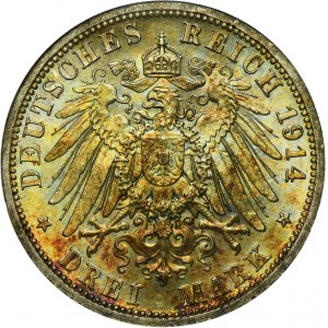 Allemagne, Royaume de Prusse, Guillaume II, 3 marques Berlin 1914 A
