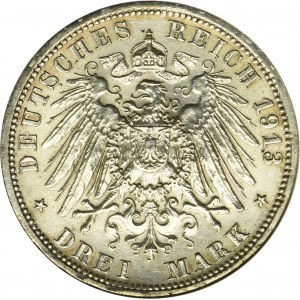 Germany, Kingdom of Prussia, Wilhelm II, 3 Mark Berlin 1913 A