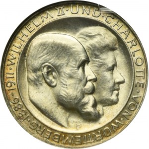 Allemagne, Royaume de Württemberg, Wilhelm II, 3 Marks Stuttgart 1911 F