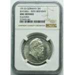 Germany, Bavaria, Regent Luitpold, 3 Mark Munich 1911 D - NGC UNC DETAILS