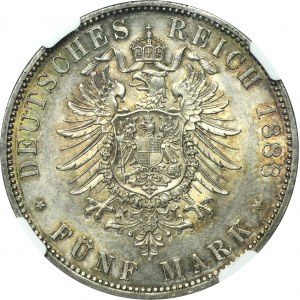 Germany, Kingdom of Prussia, Friedrich III, 5 Mark 1888 A - NGC MS61