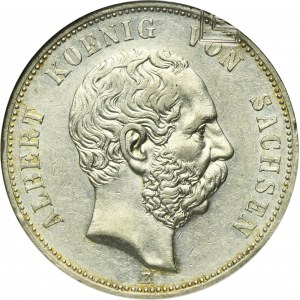 Germany, Kingdom of Saxony, Albert, 5 Mark Muldenhütten 1899 E