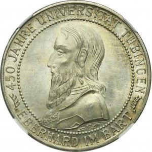 Germany, Weimar Republic, 5 Mark Stuttgart 1927 F - 450 Years of the University of Tübingen - NGC MS65