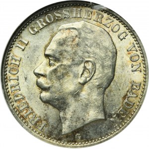Germany, Grand Duchy of Baden, Friedrich II, 3 Mark Karlsruhe 1911 G
