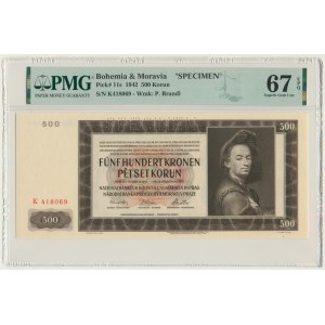 Bohemia and Moravia, 500 Korun 1942 - I issue - SPECIMEN - PMG 67 EPQ