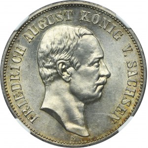 Germany, Kingdom of Saxony, Friedrich August III, 5 Mark Muldenhütten 1914 E - NGC MS62